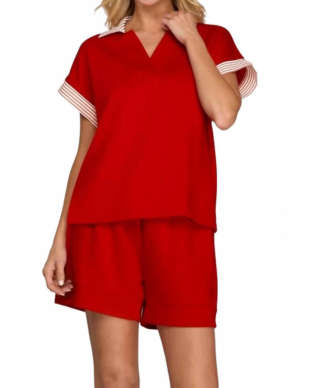 NEW SHE + SKY activewear drawstring shorts in red
